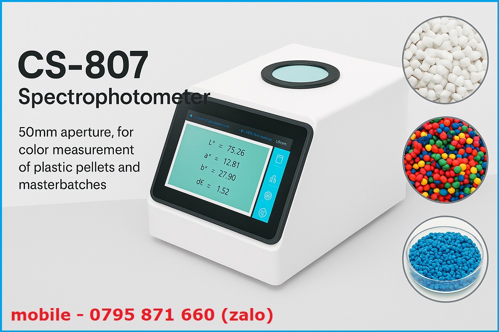 So sánh màu sắc hạt nhựa chuẩn và lệch màu bằng máy so màu CS-807 CHNSpec với kết quả ΔE hiển thị trực quan