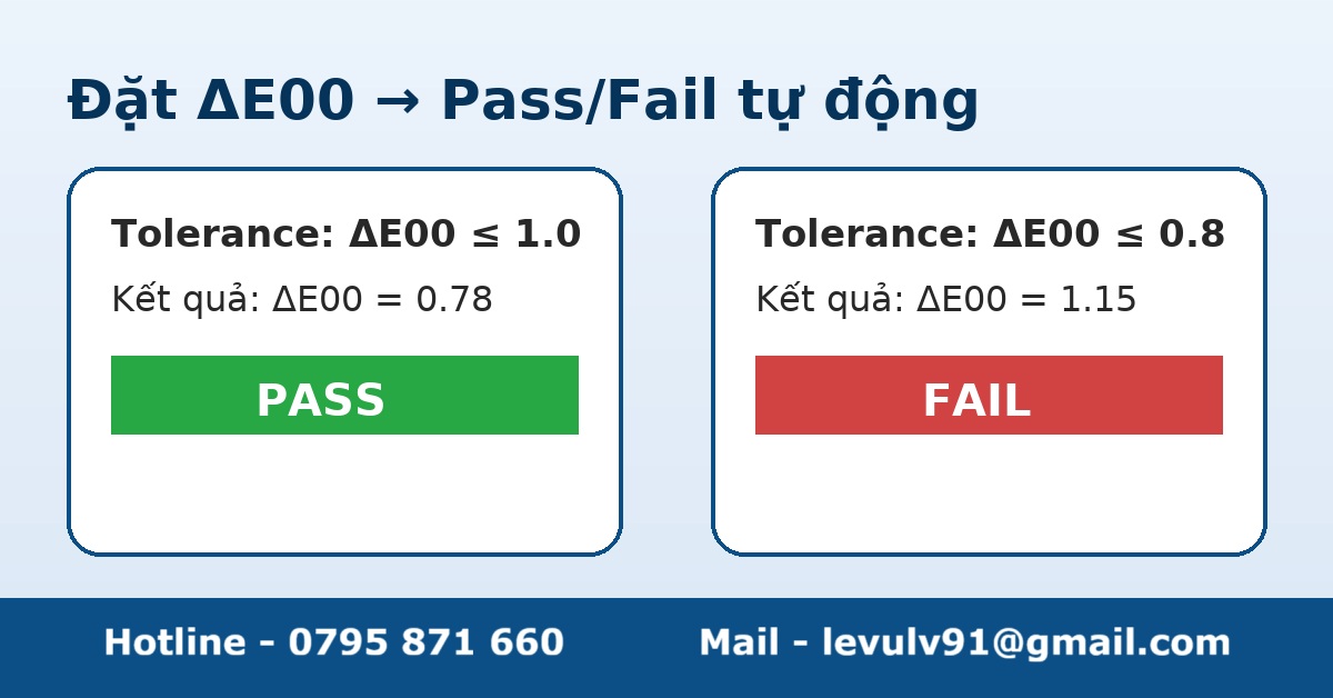 Đặt ngưỡng ΔE00 để chấm Pass Fail trong kiểm soát màu QC