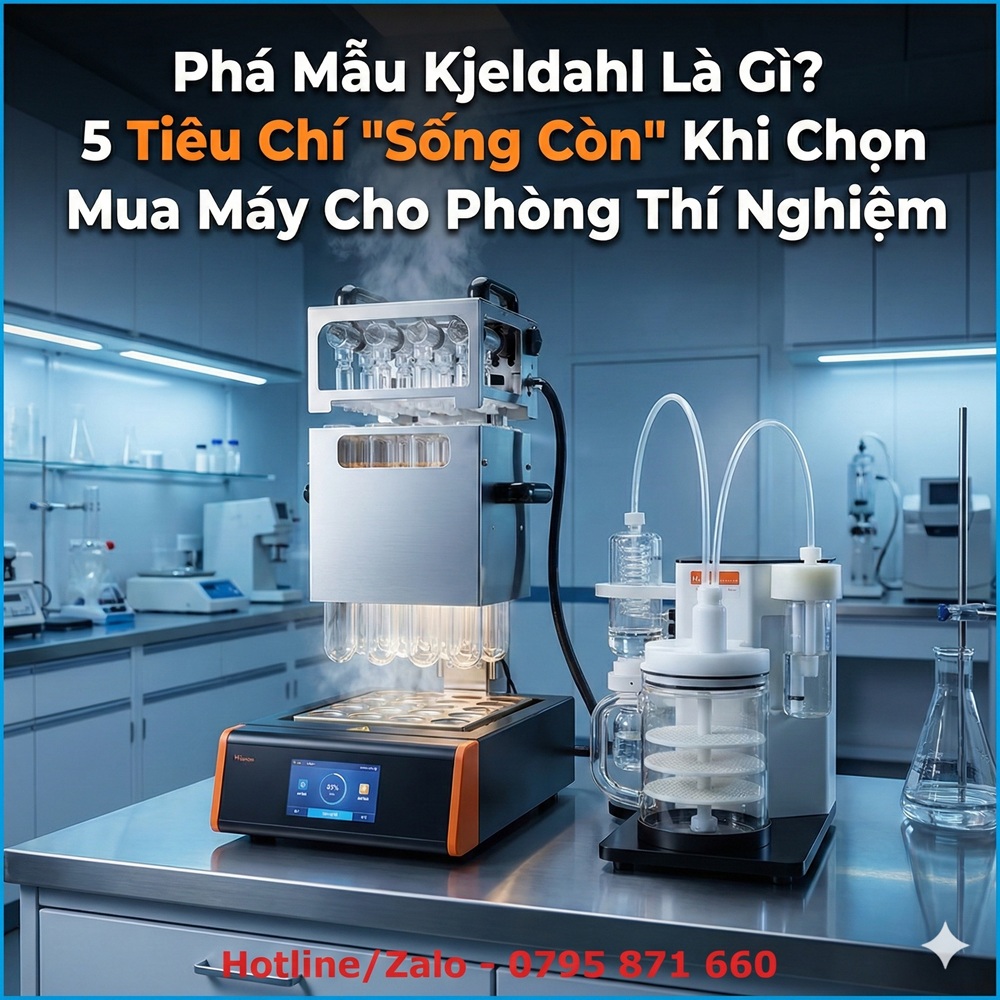 Máy phá mẫu Kjeldahl Hanon SH520 trong phòng thí nghiệm hiện đại minh họa cho bài viết 5 tiêu chí chọn mua máy phá mẫu