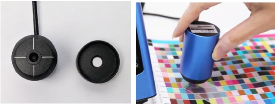 Thao tác đo màu trên các mảng màu nhỏ bằng máy quang phổ PS301 khẩu độ 1mm